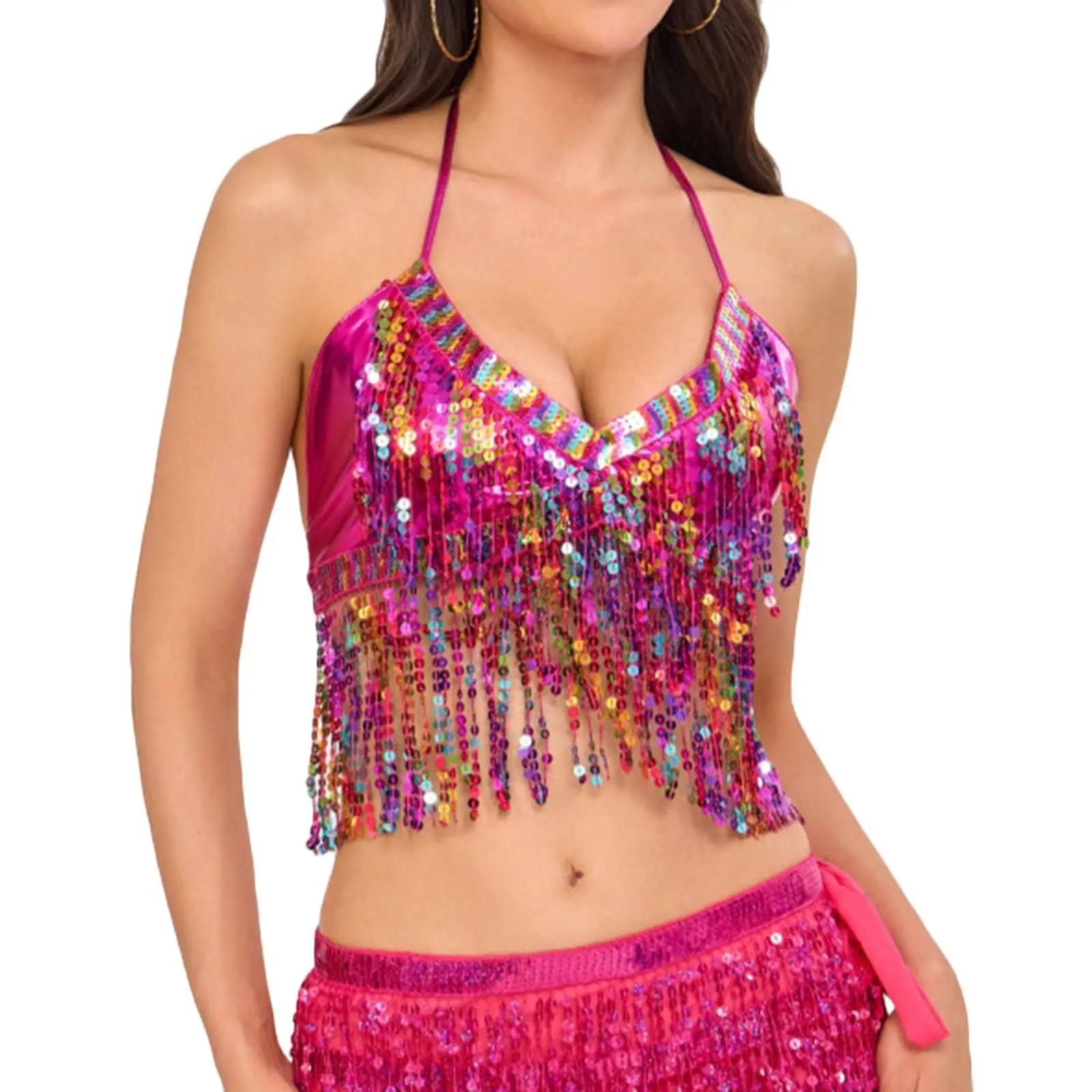 

Women'S Bra Tassel And Sequin Performance Costume Everyday Wear Tops And Vests Lightweight And Comfortable Camisole Fashion Bra