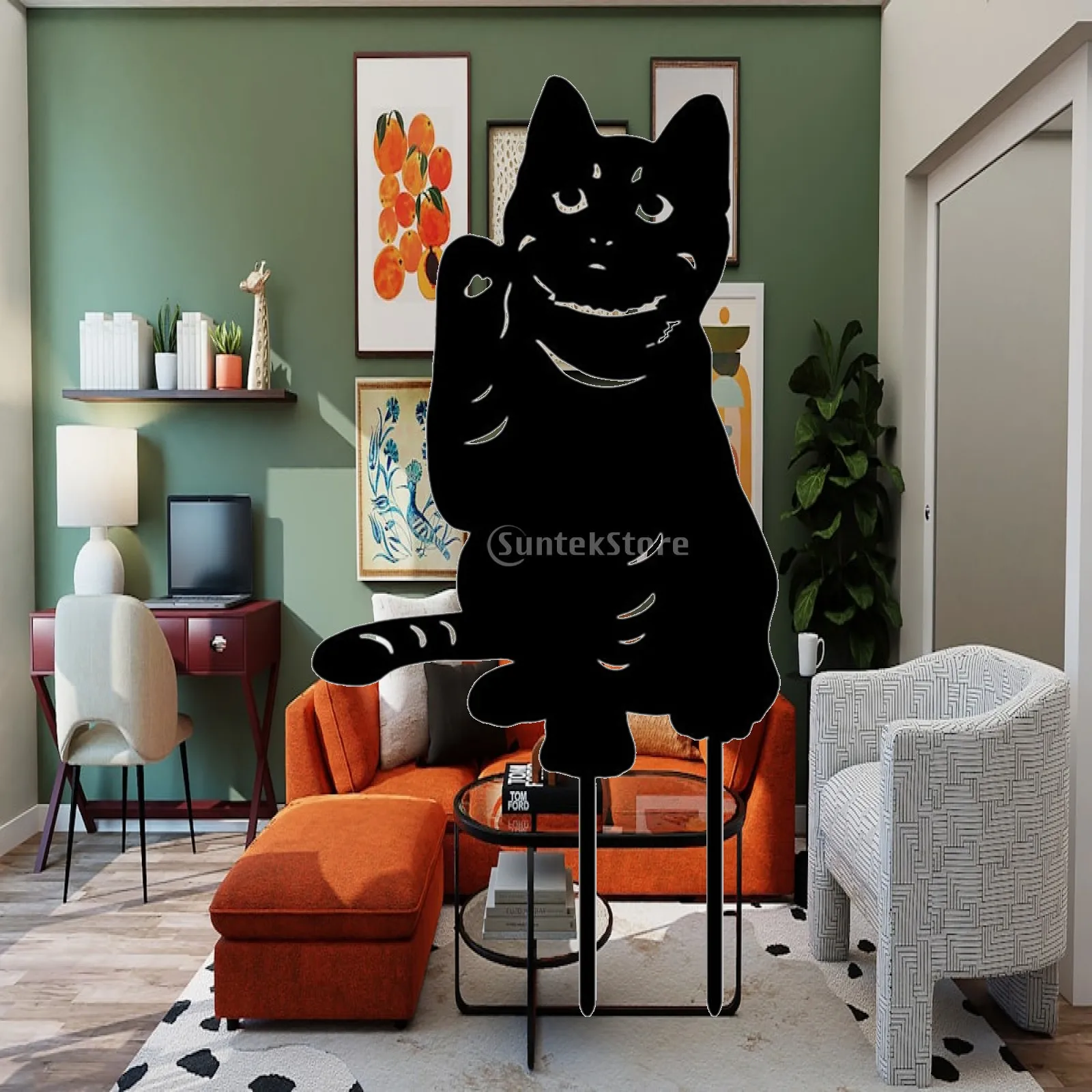 Art Acrylic Cat Silhouette Decorative Stakes Outdoor for Lawn