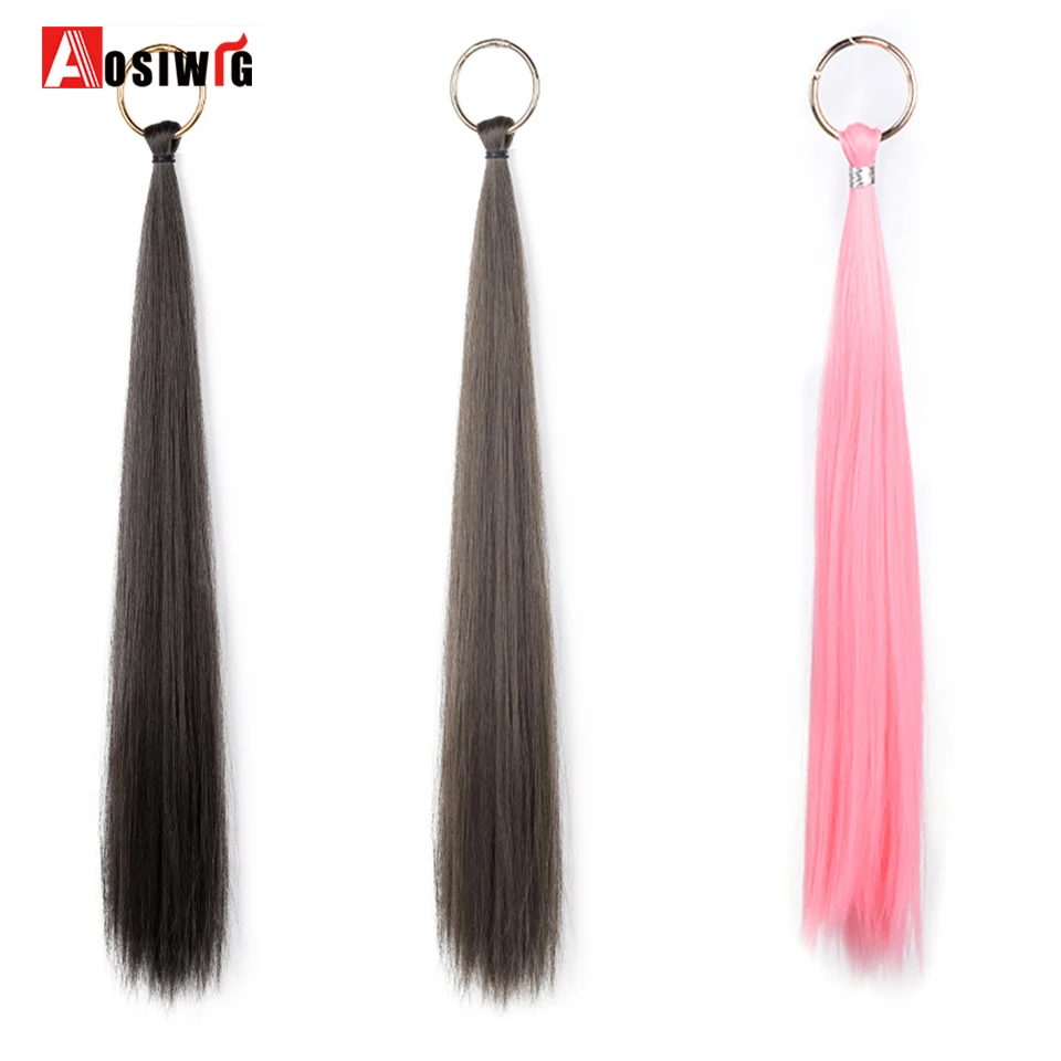 AOSI Synthetic New Chinese Style Hanging Loop Ponytail Wig Long Hair Ponytail  Wig Braid Cosplay Pink Personalized Ponytails