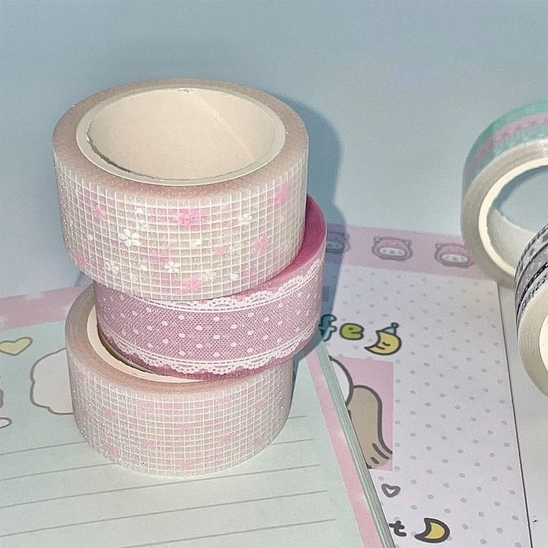 Korean Ins Cute Salt Series Tape Flash Sand Hand Account Decorative Tape Collage Planner DIY School Stationary Sticker