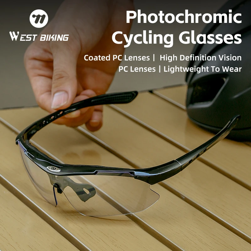 

WEST BIKING Photochromic Cycling Glasses MTB Glasses Road Bike Cycling Goggles Men Women Outdoor Bicycle Sports Eyewear New
