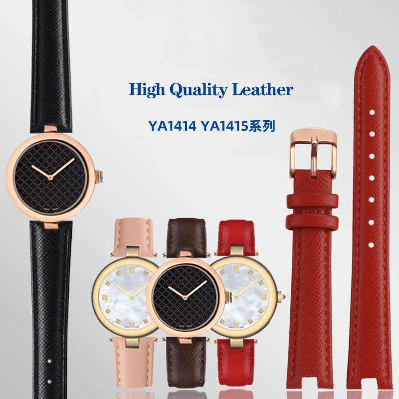 High Quality Notched Watch Strap for Gucci YA141401 YA141505  YA1414 YA1415 GC Women\'s Watch Leather Watchband 12x5mm 14x5mm