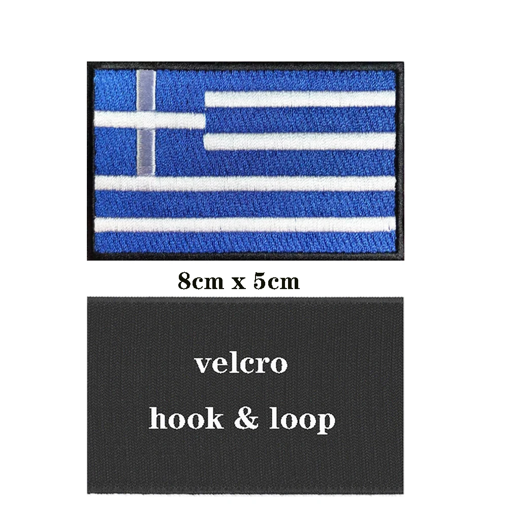 1PC Greek Flag Greece Armband Embroidered Patch Hook & Loop Or Iron On Embroidery  Badge Cloth Military Moral Stripe