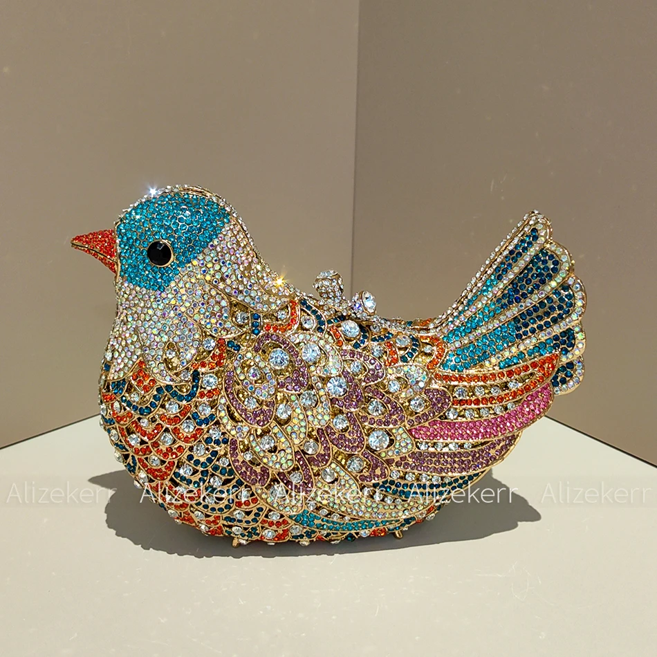 Alizekerr Pigeon Shaped Rhinestone Evening Clutch 4