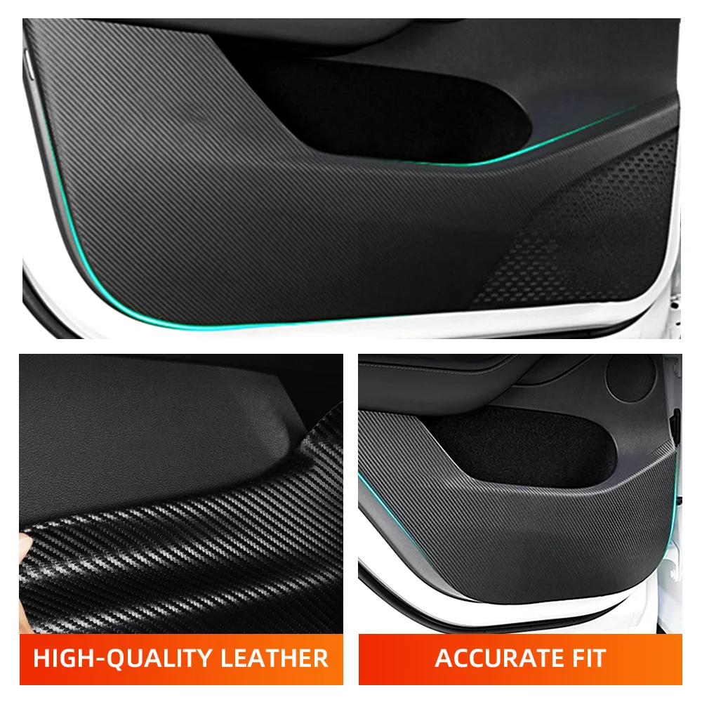 Car Door Panel Protection Anti-Kick Pad Mats For Tesla Model 3 Model Y Carbon Fiber Sticker Auto Interior Styling Accessories