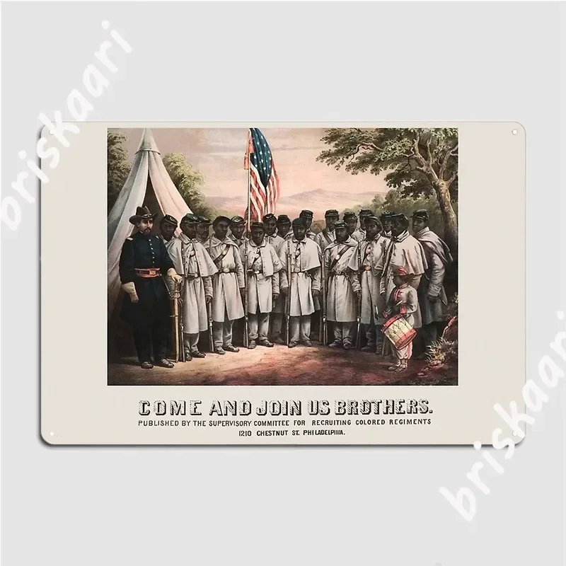 Colored Regiment Recruiting Poster Civil War 1864 Metal Sign Cinema Living Room Painting Décor Decoration Tin Sign Poster