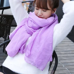 Purple/Gray/White/Red/Orange Soft Women Large Wraps And Scarves Fashion Solid Lady Comfortable Shawls Cotton Line Pashmina