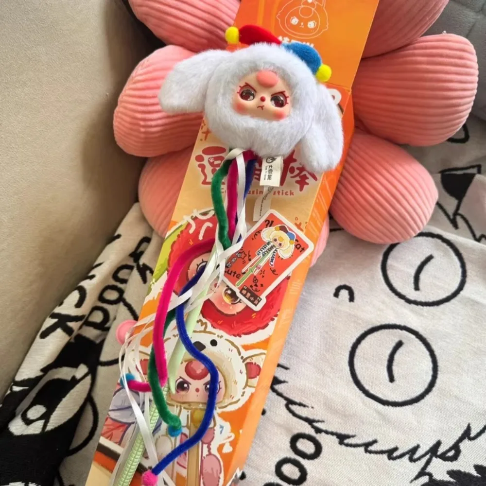 Bebê três gatos provocando vara série caixa cega de pelúcia na moda portátil aleatório bonito caixa misteriosa gato brinquedo para animais de estimação presente surpresa