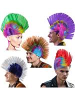 Rainbow Mohawk Wig Hallowmas Masquerade Punk Mohican Hairstyle Cockscomb Hair Cosplay Wig