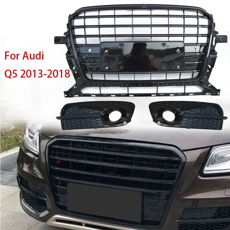 Front Bumper Mesh Grill For Audi Q5 Retrofitted SQ5 Honeycomb Hood Racing Grills Cellular Grille Black 2013-2018 Accessories