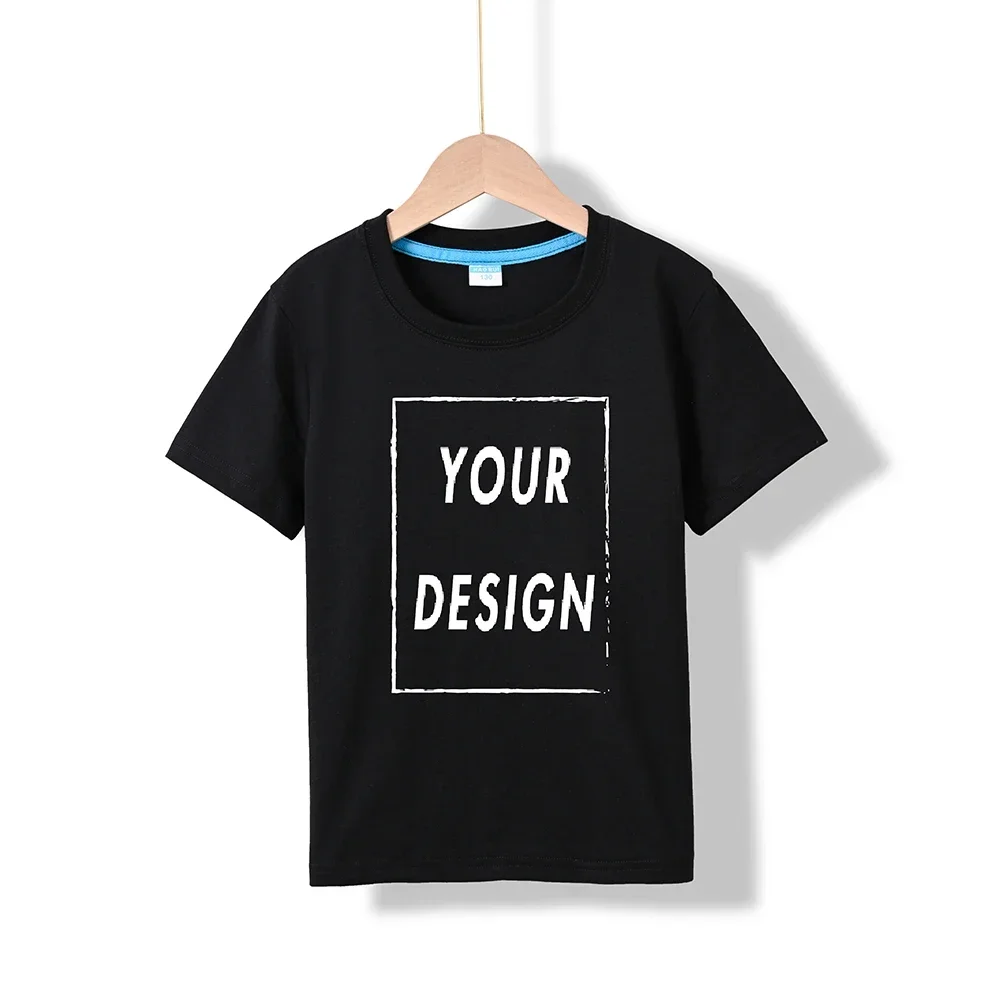 Children's Cotton Custom T Shirt Make Your Design Logo Text EU Size for Boys and Girls Front Back Both Side Personalized Tshirt image 3