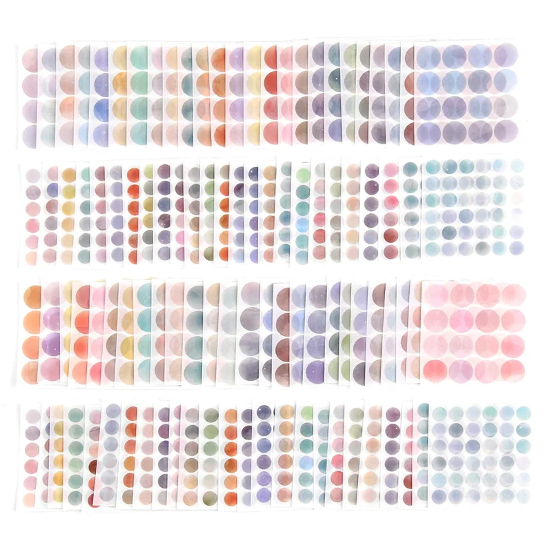 ABTS-100 Sheet Washi Dots Stickers Scrapbook Stickers Colorful Decorative Adhesive Sticker Decoration Labels