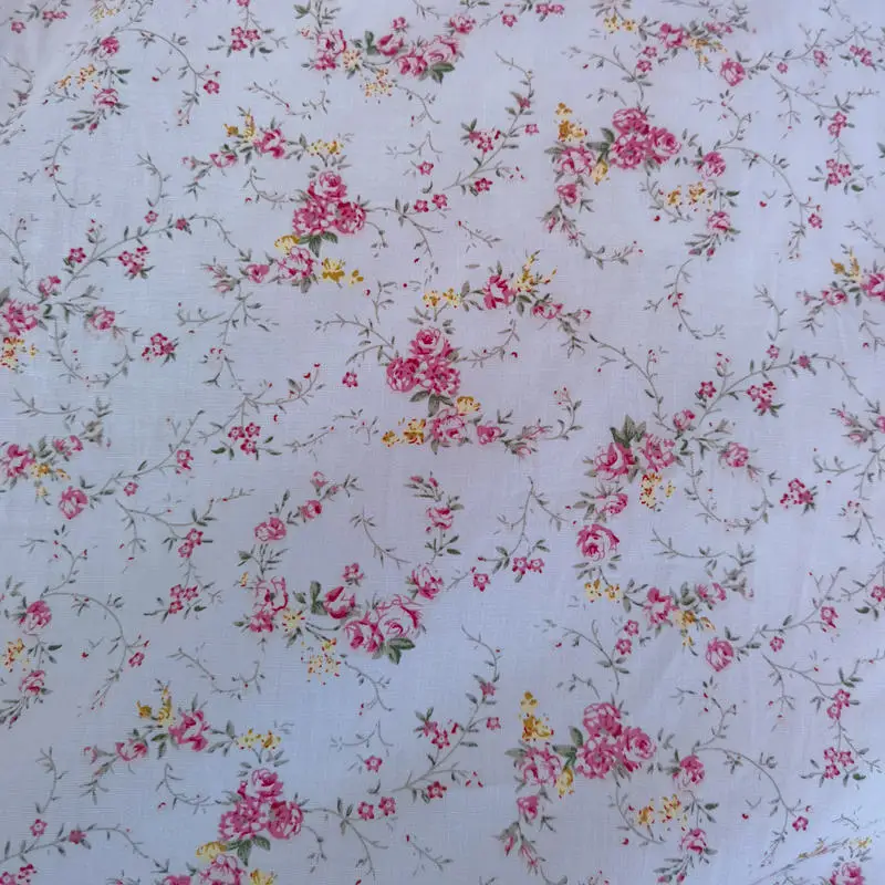 100*145cm Pink Floral Cotton Poplin Fabric DIY Handmade Sewing Cloth Material for Clothing Dress Sewing