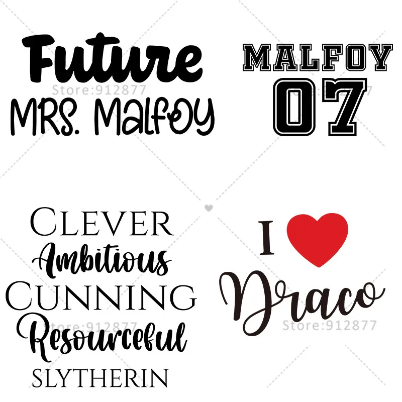 Iron-on transfers for clothing DTF Print I love Draco Malfoy Magic Muggles Mischief Managed Full Color DTF t-shirt Heat Transfer