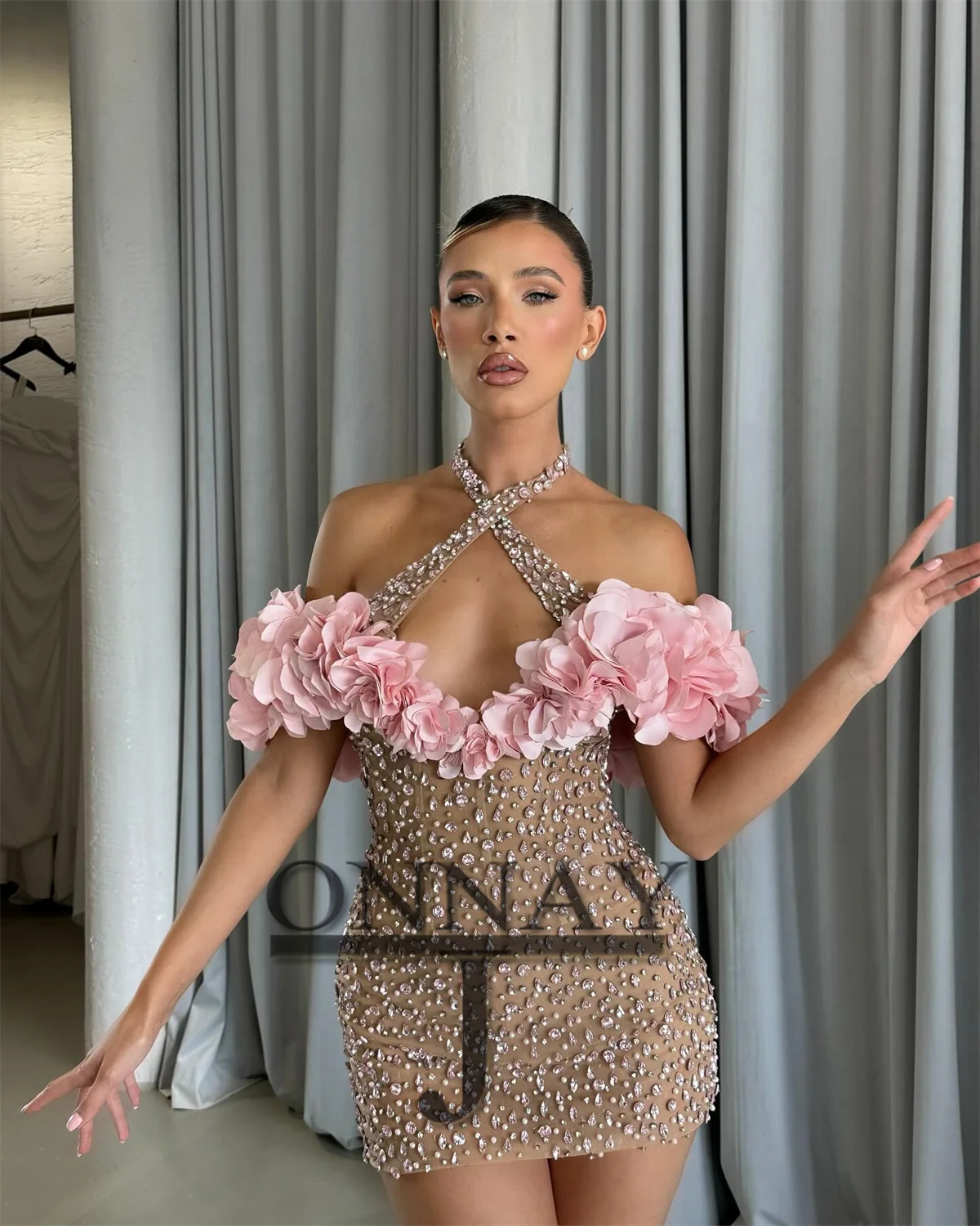 Customized Pastrol Mini Sparkly Homecoming Dresses for Women Pageant Saudi Arabric Mini Evening Gown Drop Shipping 241214 image 3