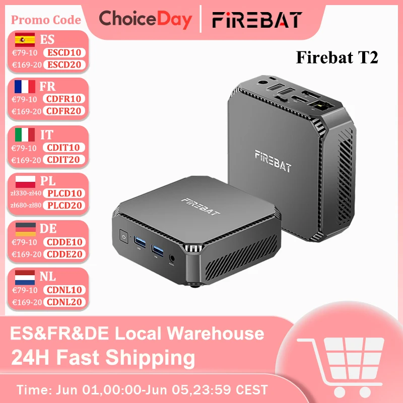Firebat t2 mini pc intel n150 cpu windows 11 ddr4 16gb ram 512gb ssd wifi5 bt 4,2 desktop computer
