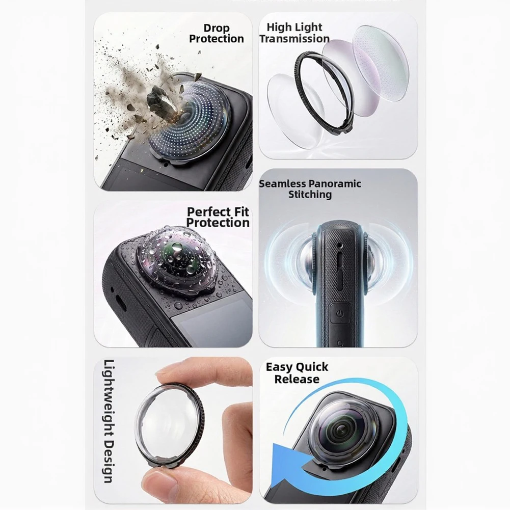 High Definition Glass Lens Protector For Insta360 X4 Air Lightweight Drop Resistant Panoramic View Natural Color