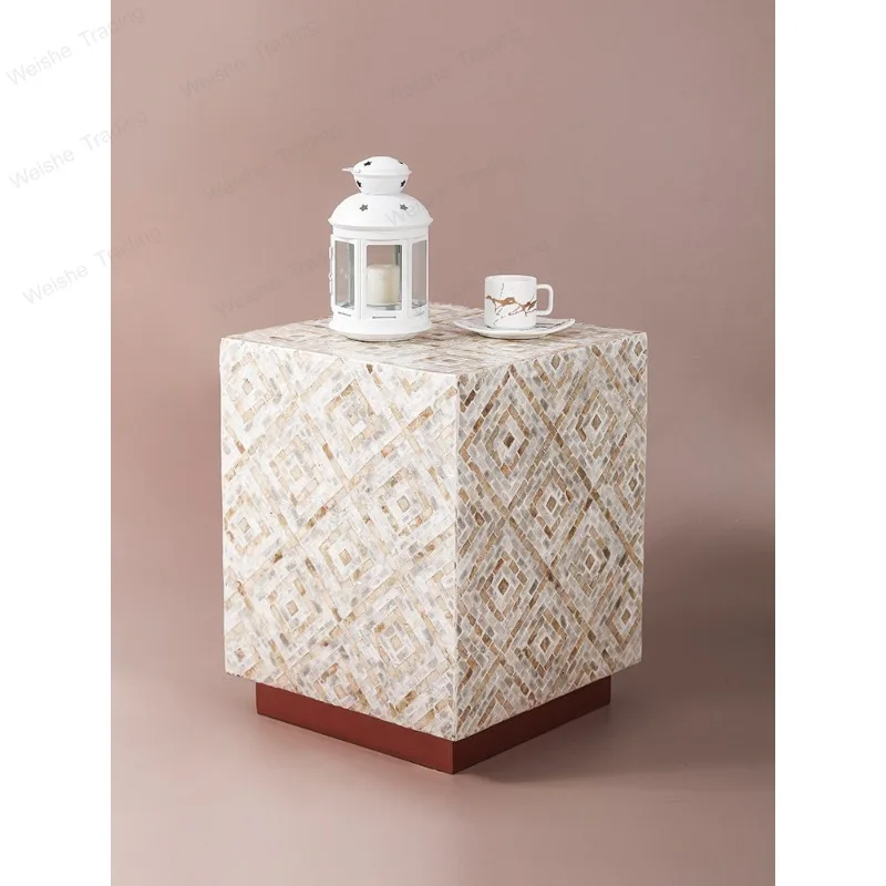 Original light luxury European shell wooden coffee table living room sofa retro cream style decorative table
