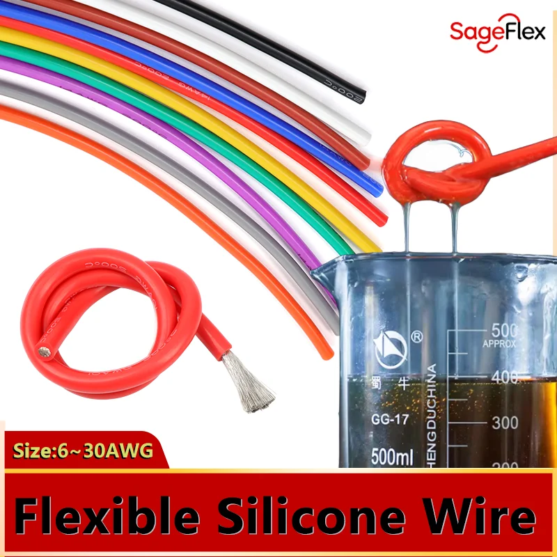 

1/5/20m Soft Silicone Cable Car Battery Automotive Wiring Heat-resistant Electrical Wire 30 28 26 24 22 20 18 16 14 12 10 8 AWG
