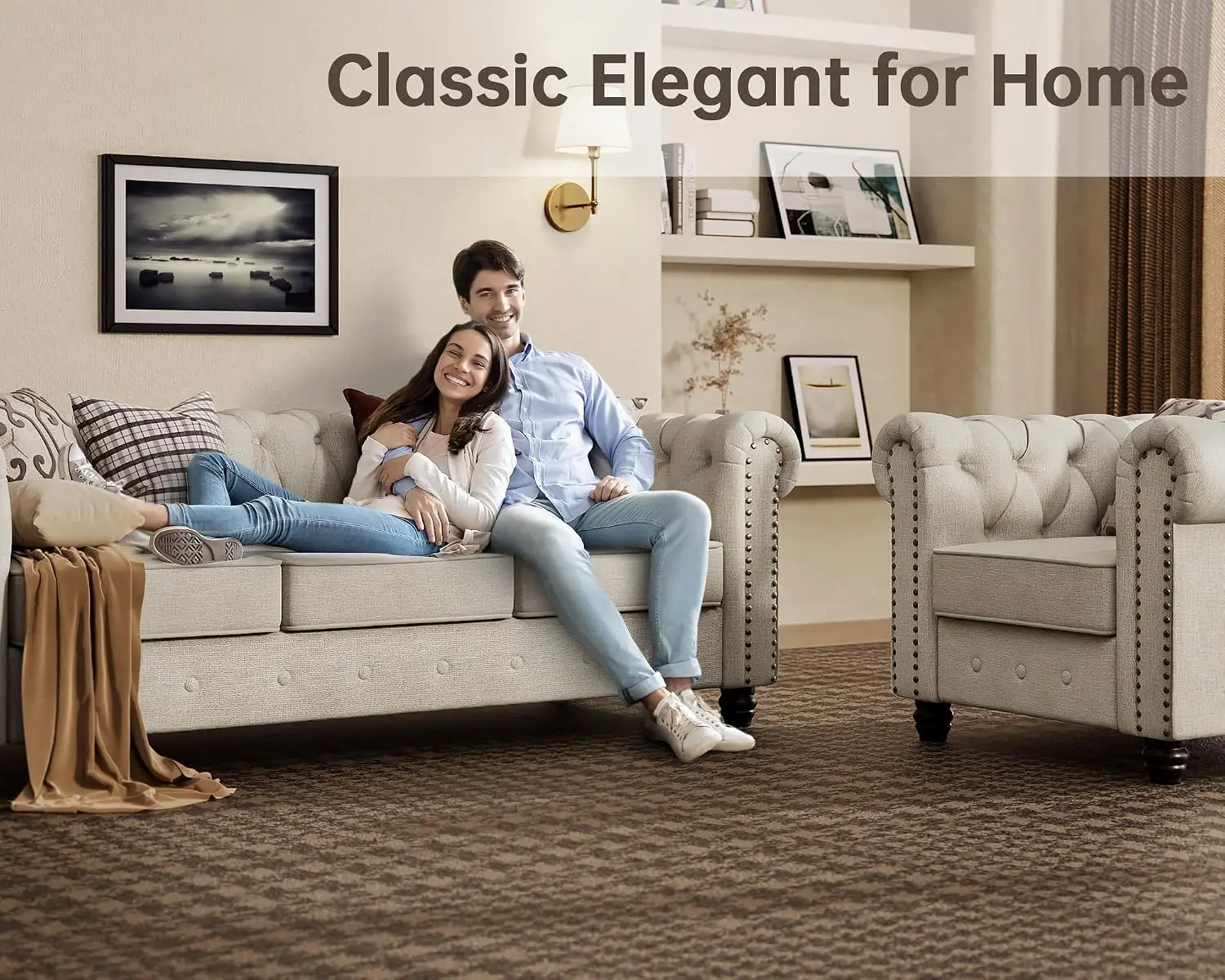 82-Inch Classic Chesterfield Tufted Sofa 5