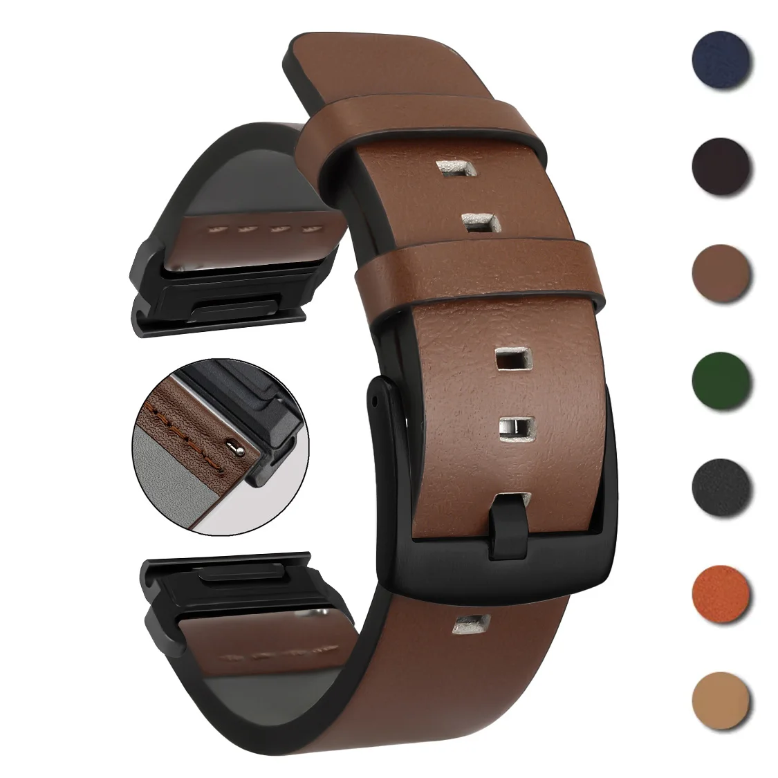 26mm 22mm Quick Fit Strap For Garmin Fenix 8 E 7 7X 6X 6 5X 5 Leather Band For Forerunner 165 Music 745 965 245 265 255 Bracelet