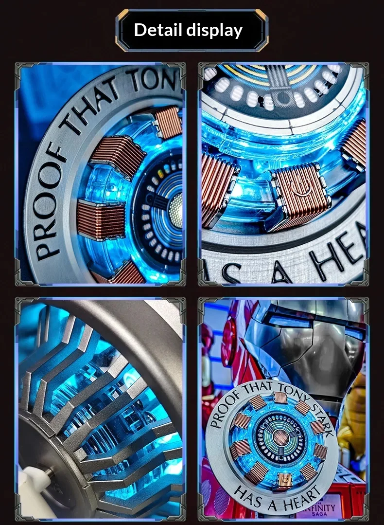 Iron Man Arc Reactor Wireless Charger Tony Stark Heart Reactor Lamp 15W Fast Wireless Charging Stand LED Light Collectible Gift