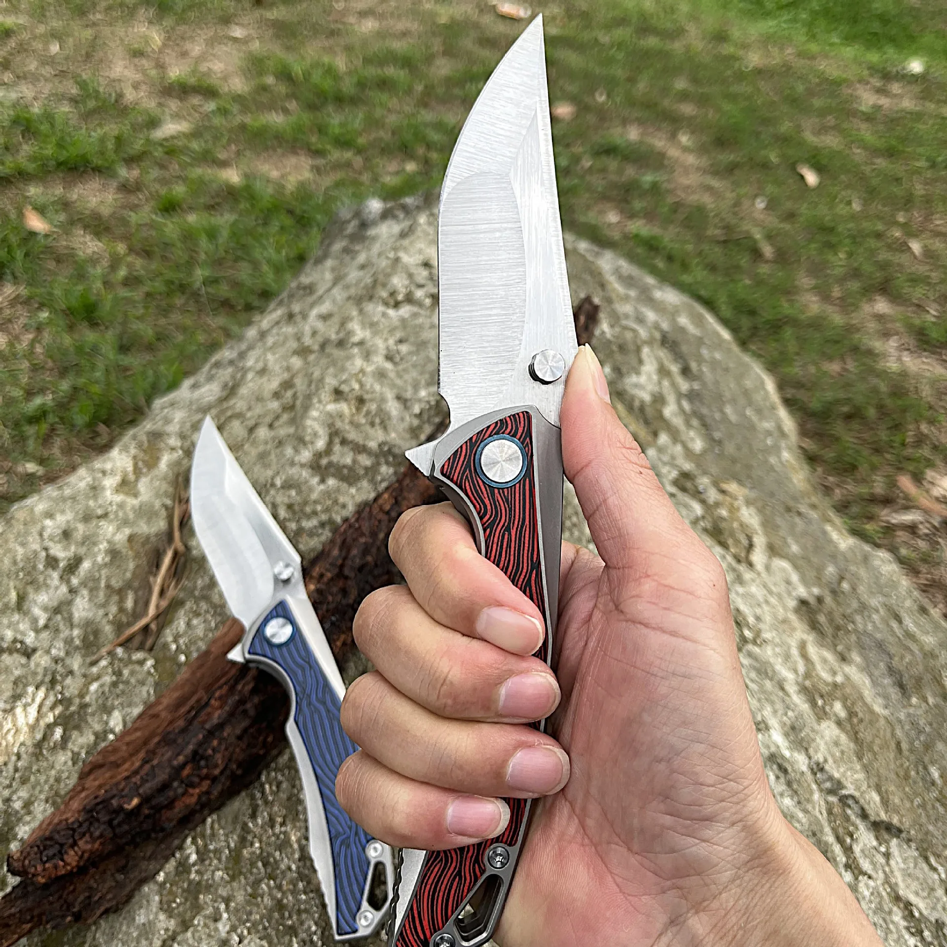 2025 الراقية التيتانيوم EDC سكين للفرد مع VG-10 شفرة، CNC الدقة جوفاء طحن أداة الجيب في الهواء الطلق