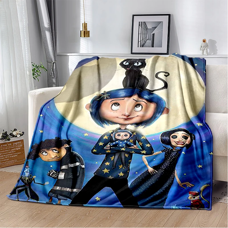 2025 New Coraline Horror Cartoon Gift Soft Flannel Blanket,Throw Blanket Comfortable Blanket for Beds Sofa Home Bedroom Kids