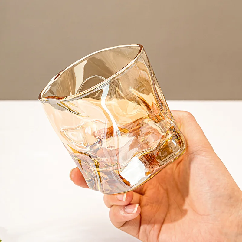 

ins internet celebrity glass whiskey glass glass water cup origami twisted cup juice milk drink wine