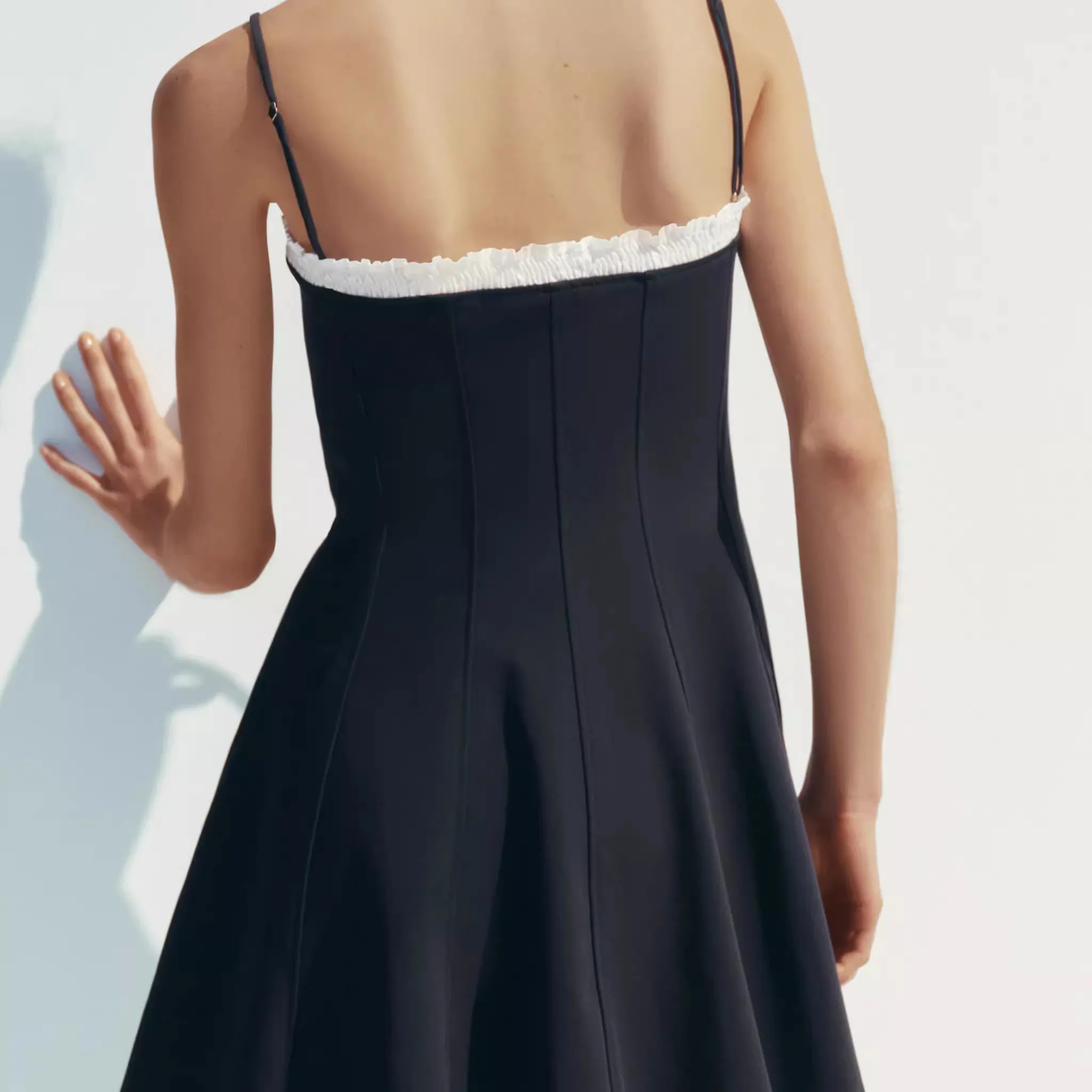 Vestido e de cintura alta, linha A, com laço borboleta, deco em camadas, sem alças, novidade de verão, vestido fem...