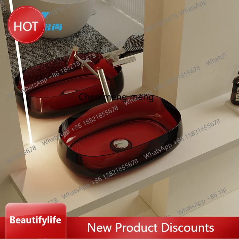 

zq10 Crystal Basin Household Washbasin Transparent Resin Counter Basin Art Hand Wash Basin