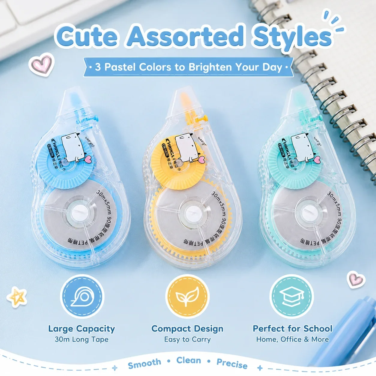 Duckbill Correction Tape Large Capacity, Transparent Tape Non-Break, Student Stationery Gift