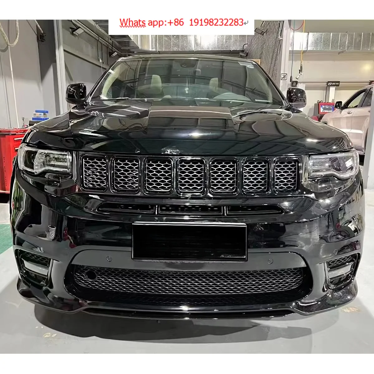 Car Bumpers for Grand Cherokee 2017-2021 Year Facelift to SRT Model with Front Bumpers Grilles Rear Diffuser Hood