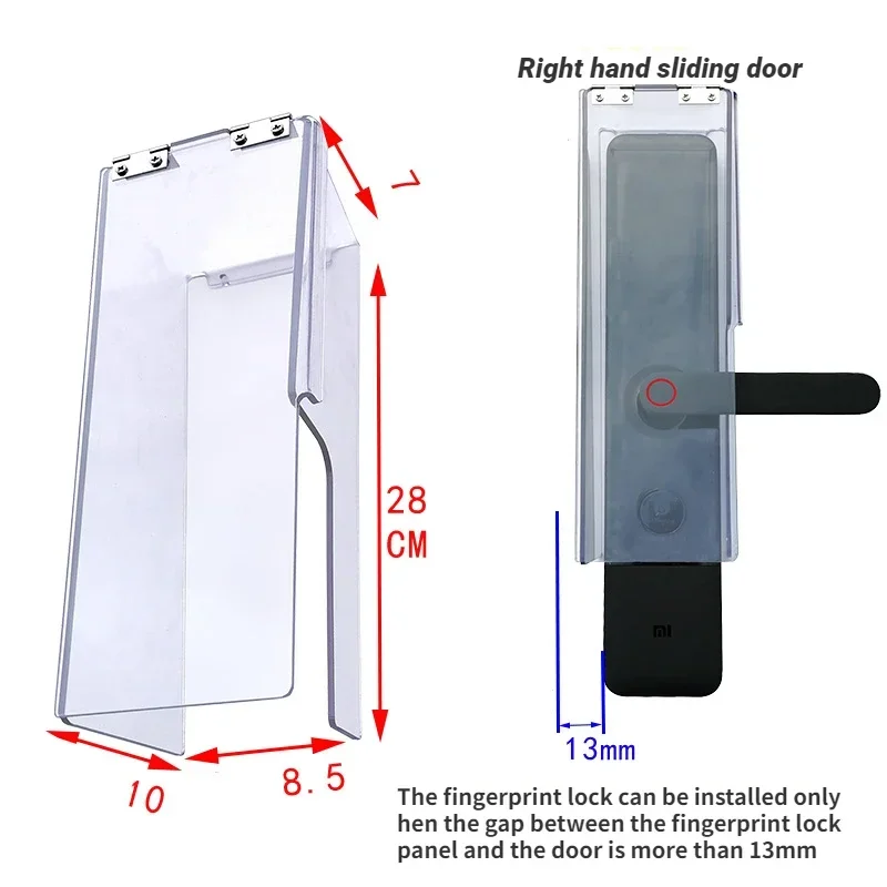 Smart door lock waterproof cover fingerprint lock outdoor flip cover rainproof transparent plastic cover 28×10×8.5cm