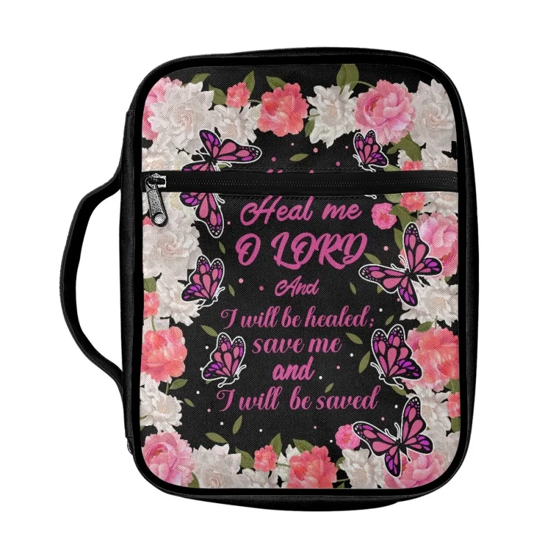 Estojo personalizado floral Bíblia capa, bolsa elegante para homem, estojo portátil funcional Bíblia, estudo de bolsos zíper