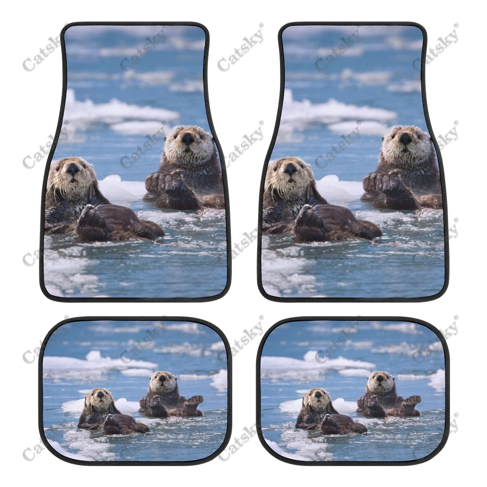 Sea Otter animal Car Floor Mats Interior Accessories Rubber Printing Pattern 4-Piece Set Custom Floor Mats