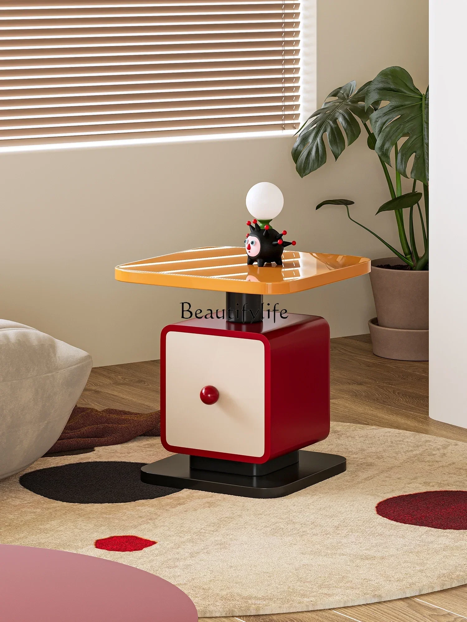 

02Cute Color Sofa Side Table Bedside Table Designer Model Creative Coffee Table
