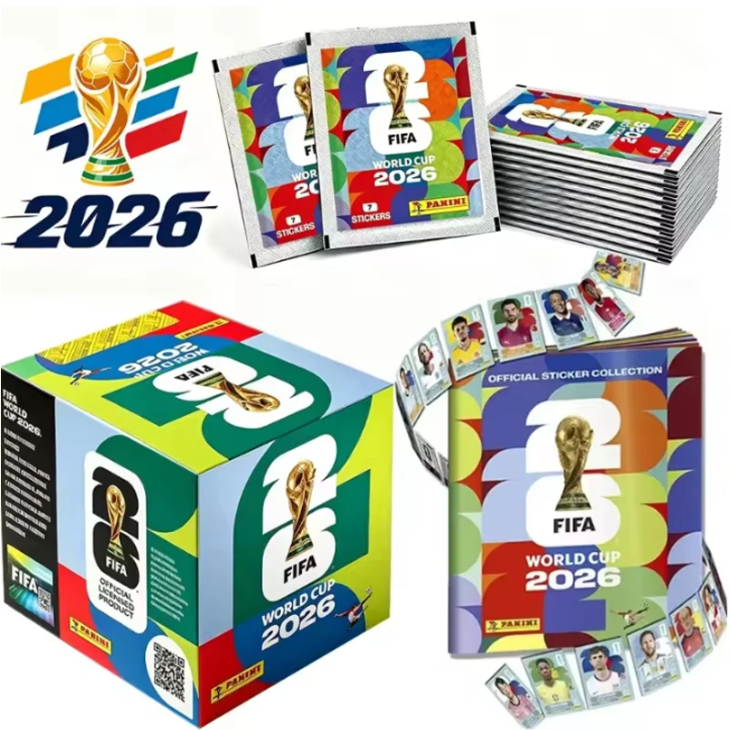 2026@ 50 Packungen Original Panini Offizielle FIFA-WM-Fußballkarten-Aufkleberpackung & Limitierte Sammler-Edition Fußball-Memorabilien-Set