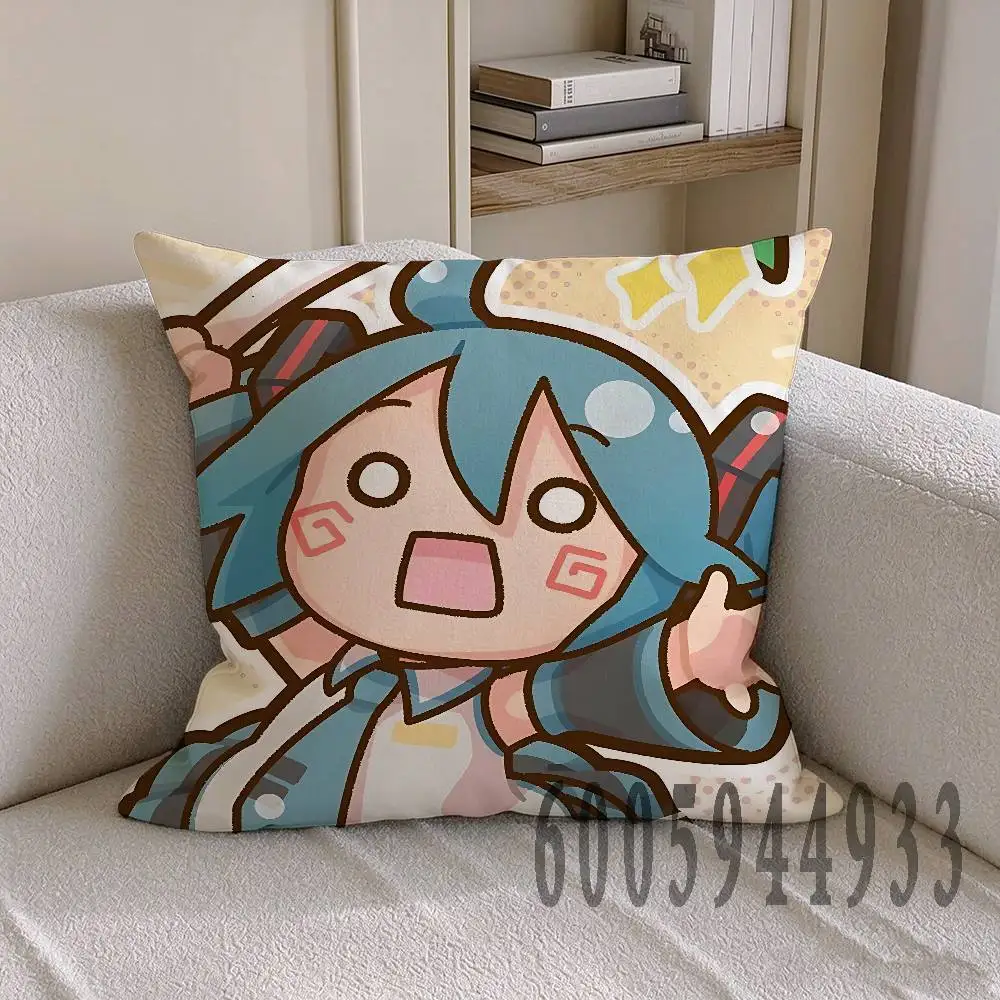 m-miku Anime Celebrity Merchandise All-Match Printed Pillow Case Sofa Car Office Room Decoration Protector