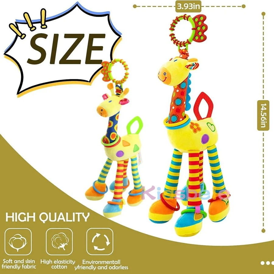 Plüsch-Giraffen-Autospielzeug für Kleinkinder – leuchtende Farben und Jingle-Sound, perfekter Reisebegleiter für Babyspielzeit