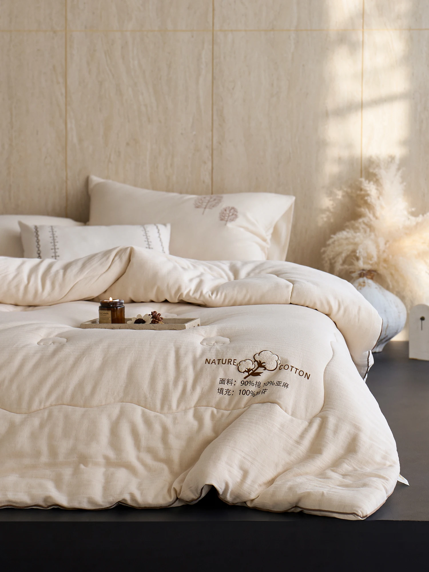 لحاف من الصوف القطني المحيط 2025 مزدوج لحاف من القطن والكتان 00% حشوة من القطن لحاف شتوي للطلاب Dormi #5