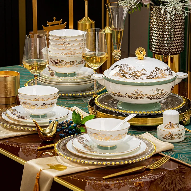 Nordic Modern Dinner Set Plates Unique Aesthetic Italian Elegant Dinnerware Sets Luxury Designer Vajilla Ceramica Dinnerware