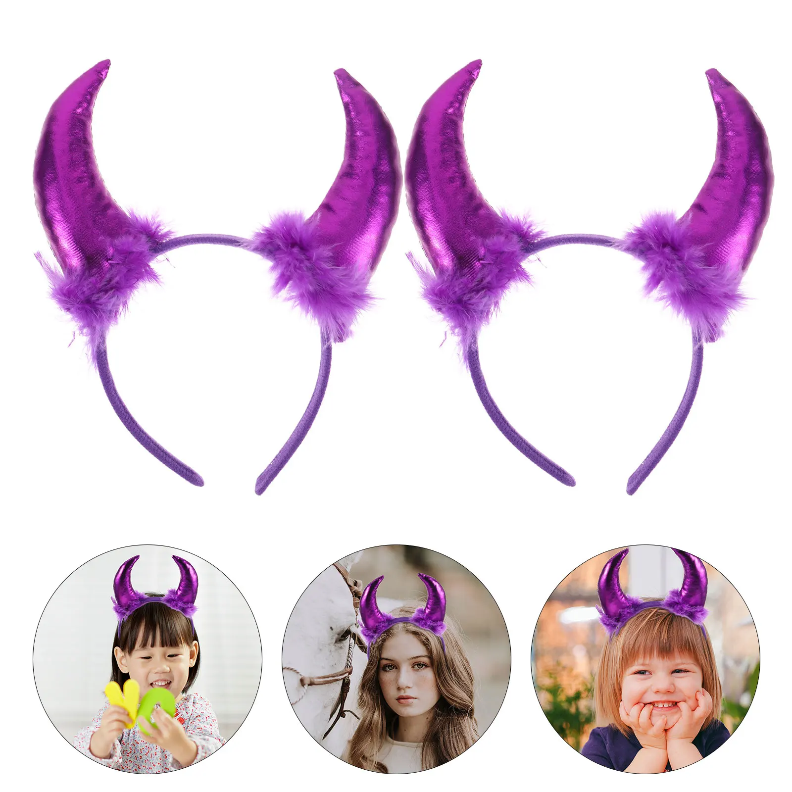 

2 Pcs Headbands 's Party Hair Girls Headdress Hairy Accessories Purple