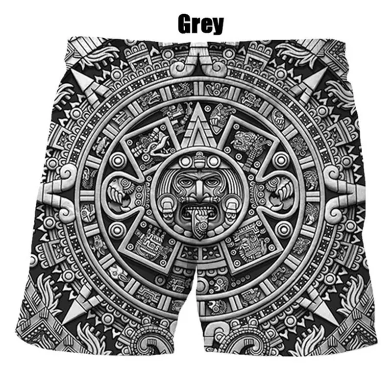 Pantalones cortos con estampado 3d para hombre, Shorts de playa con estampado azteca, estilo Hip Hop, personalidad informal, para verano