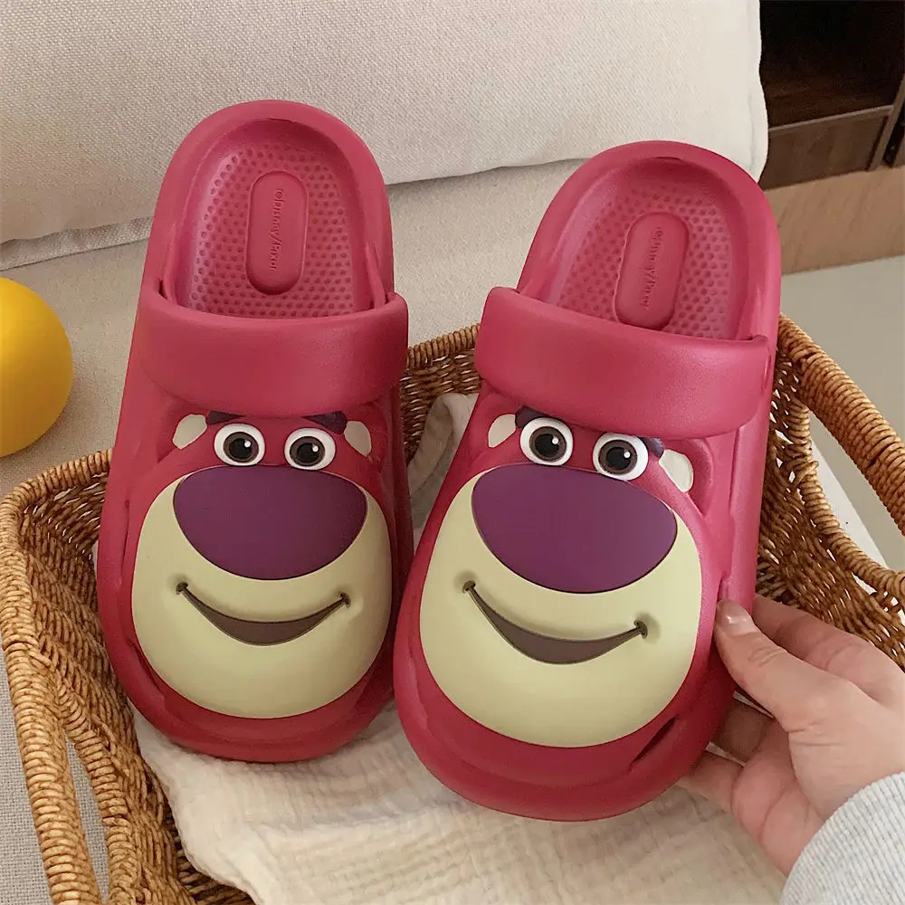 Summer Cartoon Lotso Woman Slippers Anime Strawberry Bear Girls Home Slippers Student Shoes Slippers Outdoor Beach Sandals