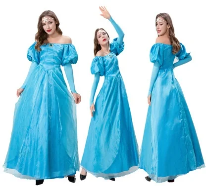 

Синее длинное платье принца Золушки на одно плечо, бальное платье для косплея на Хэллоуин, корейское Sle ort Sve, свадебное представление...