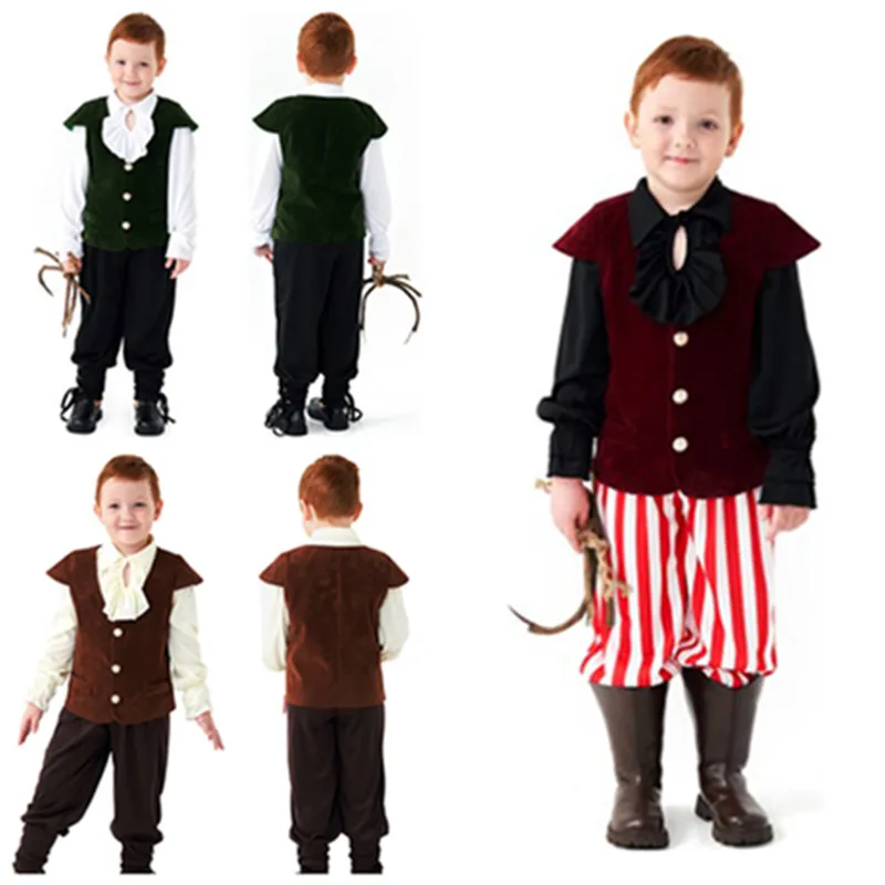 

Kids Medieval Pirate Knight Cosplay Costume Children Fantasy Stage Performace Clothes Outfits Halloween Carnival Party Suit