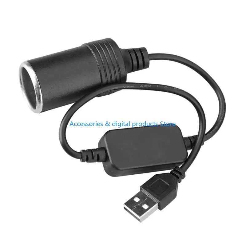 77JD 5V USB Male to 12V Car Cigarettes Socket Female Step Up Converters Cable USB Port Converters Socket