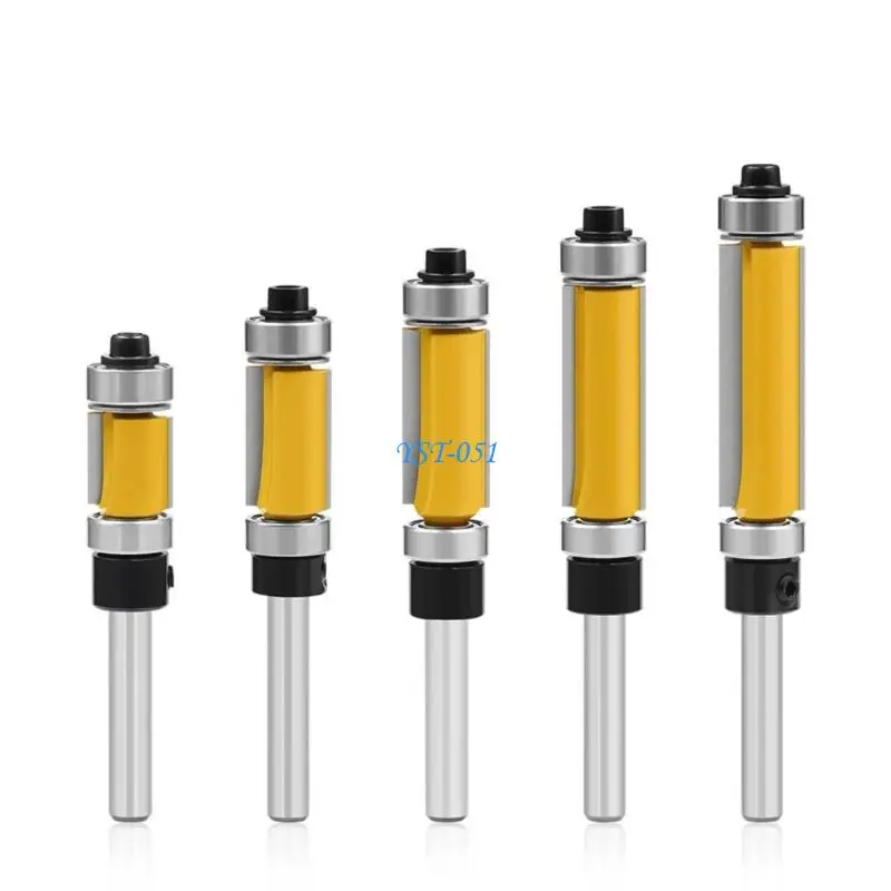 

E15A 5/15Pcs 1/4inch Shank Bearing Trimming Cutter Woodworking Milling Cutter Bearing Straight Cutter Woodworking Milling