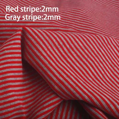 DIY Clothing fabric 2mm gray colorful stripe 100% cotton knitting elastic fabric cloth breadth 165cm tissus tecido 50*165cm